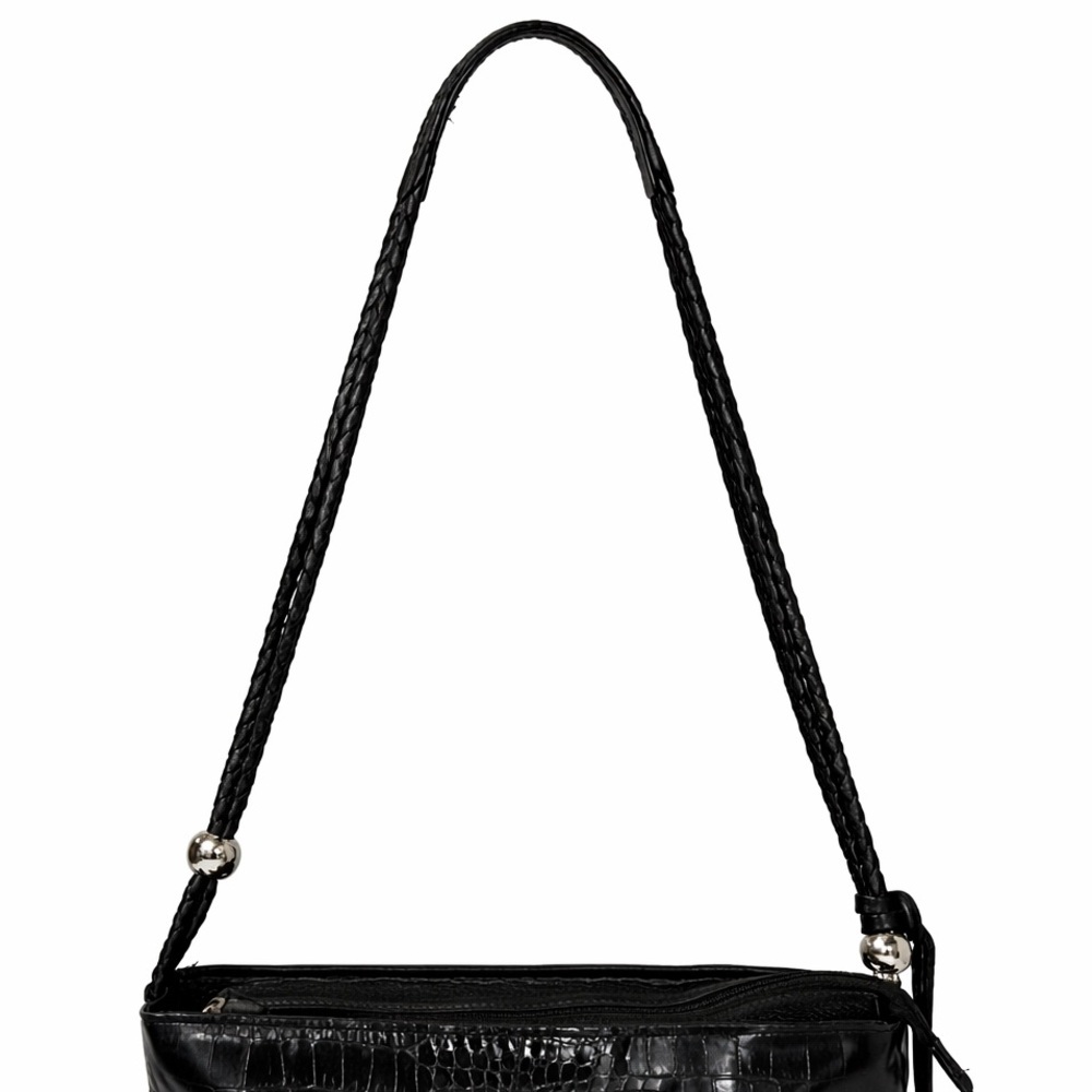 Brighton Black Leather Shoulder Bag Croc embossed shoulder bag - Picture 8 of 14
